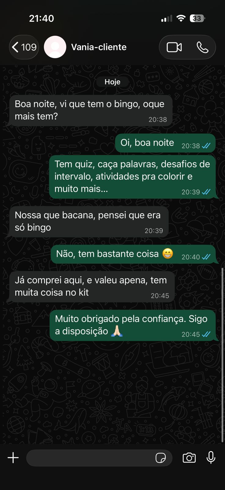 Feedback Cliente verificada · Vânia